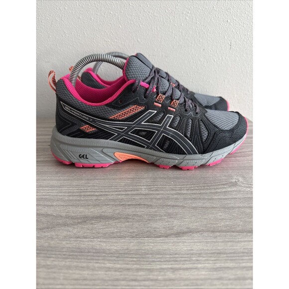 ASICS Gray And Pink Women’s Gel Venture Running Trail Shoes Size 9.5 Wide - Picture 1 of 11